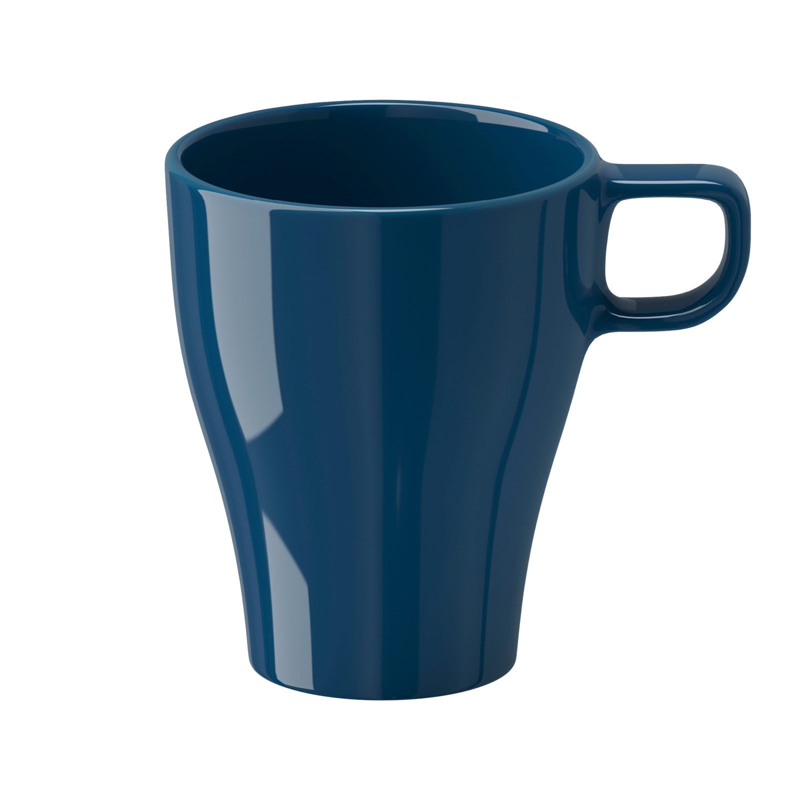 Dunkelblauer Becher.