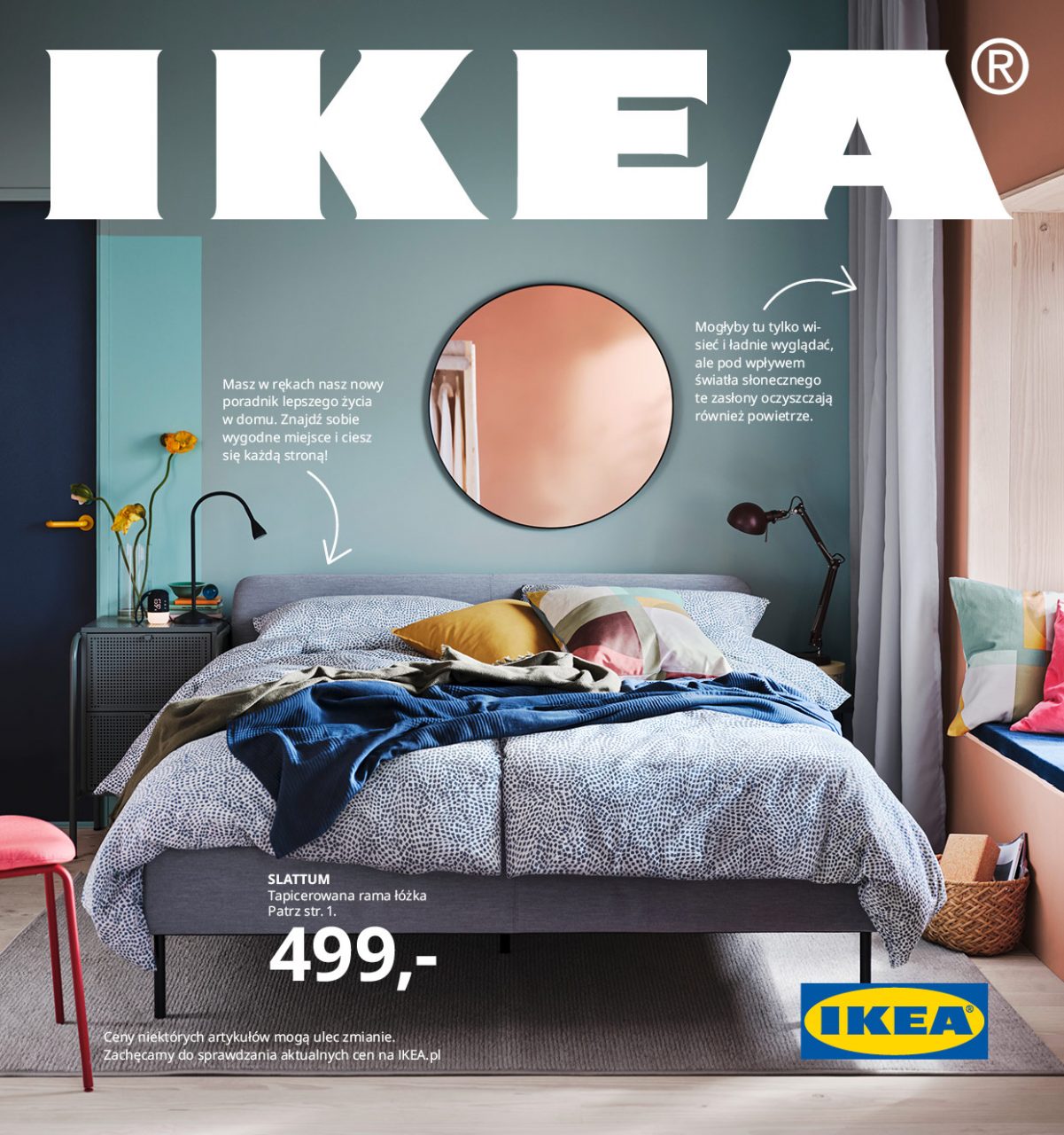 IKEA catalogue cover 2021 with image of bedroom and IKEA logo.