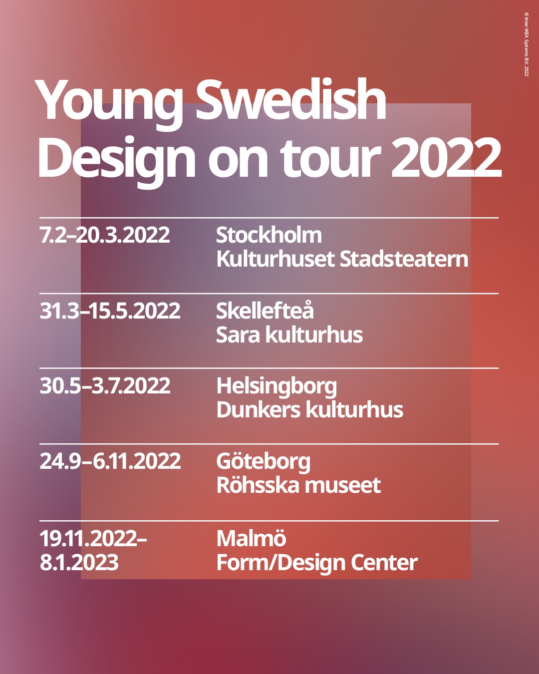 Tour schedule.