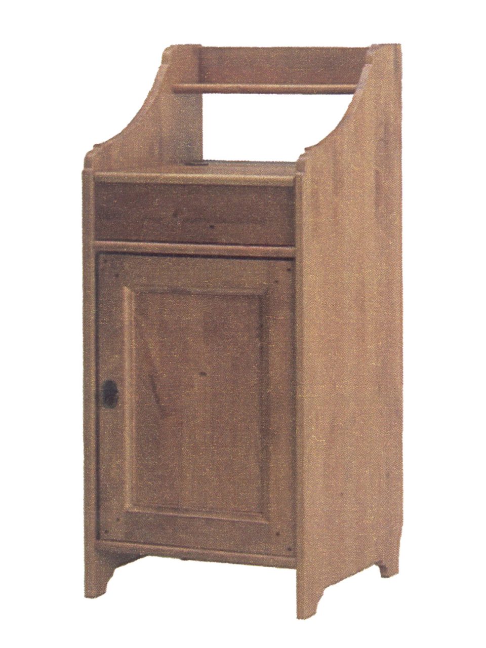 Högsmalt pottskåp i trä med en skåplucka, LEKSVIK i IKEA katalogen 2006.