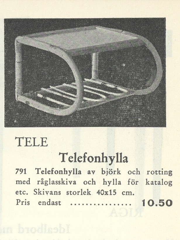 Small wall-mounted telephone shelf in rattan with a frosted glass top.