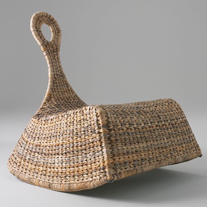 Handwoven rocking chair made of waste from the banana tree.