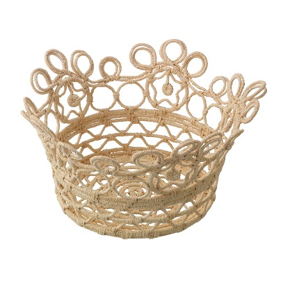 Palm leaf basket inspired by a traditional Sami-woven bridal crown.