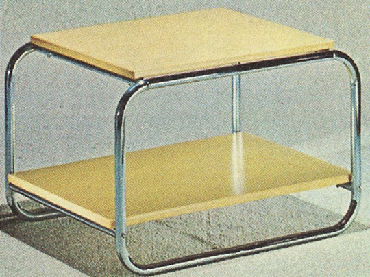 Side table with chrome frame and surfaces in ash.