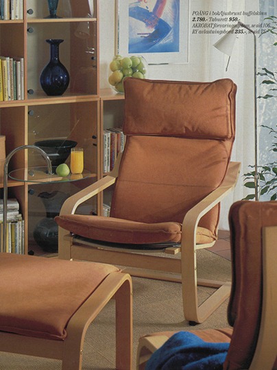 Beechwood armchair with cushions in light brown buffalo leather.