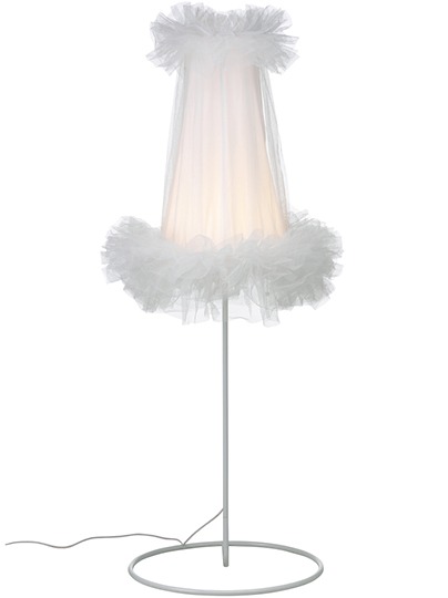 Fluffy floor lamp with a shade resembling a ballerina skirt, IKEA PS 2012 lamp.