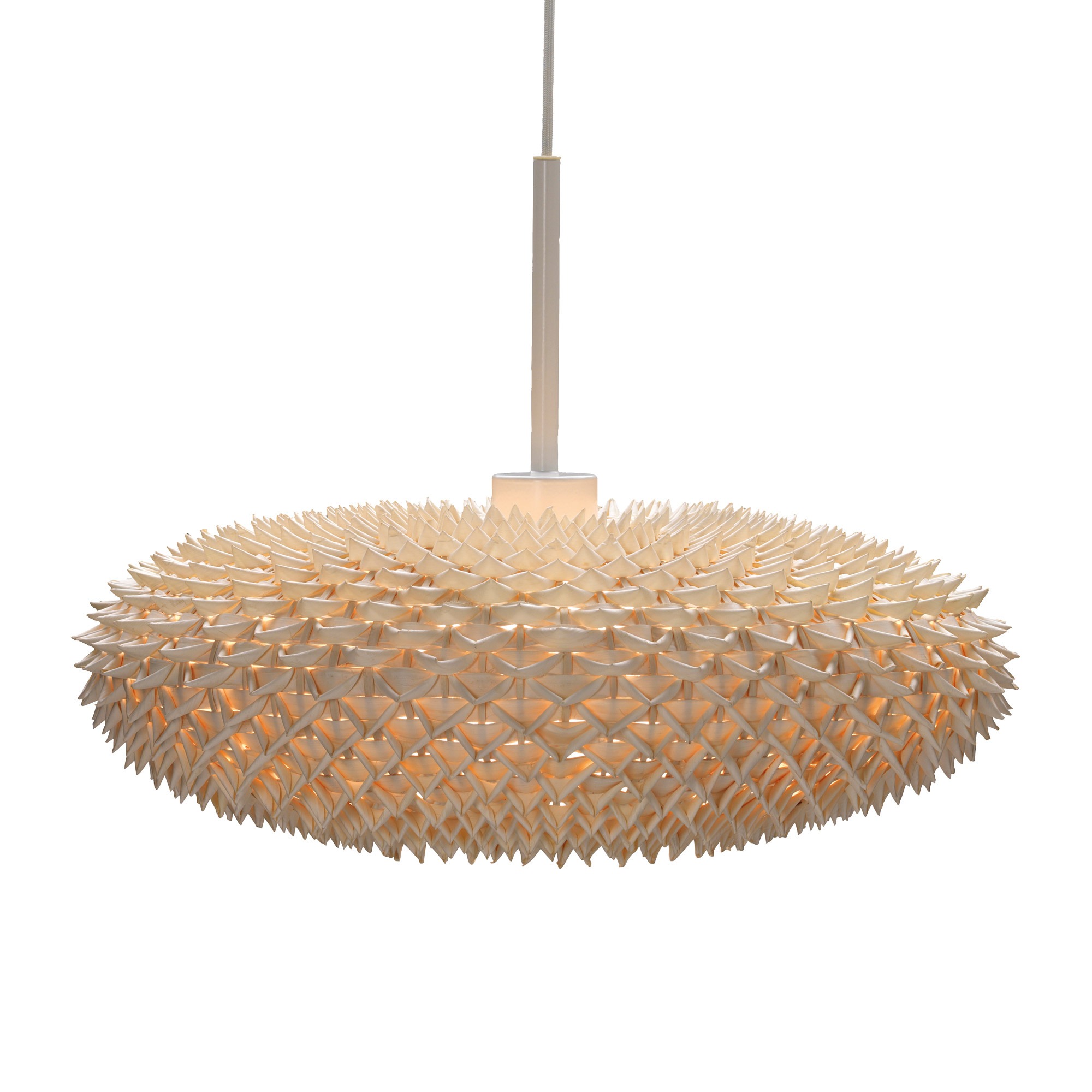 Spiky, discus-shaped woven pendant lamp, IKEA PS VÄVA.