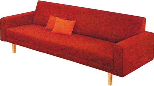 Simple red sofa with red cushions, GRÅBO.