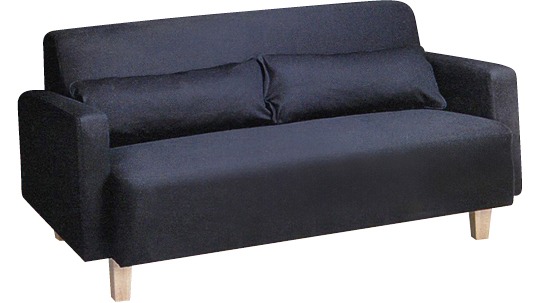 Compact black sofa with wooden legs, HAPARANDA.