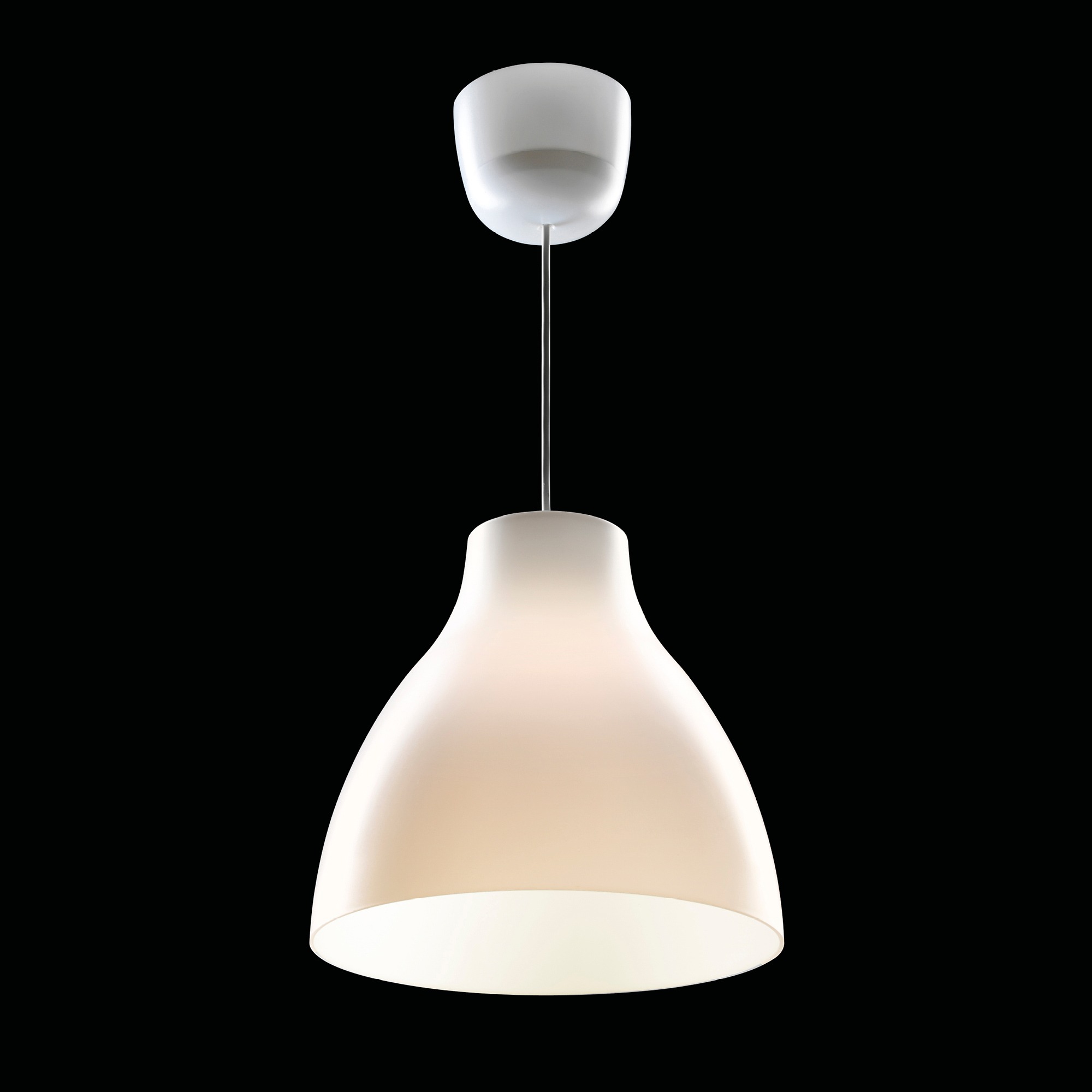 Simple white pendant lamp with plastic shade, MELODI.