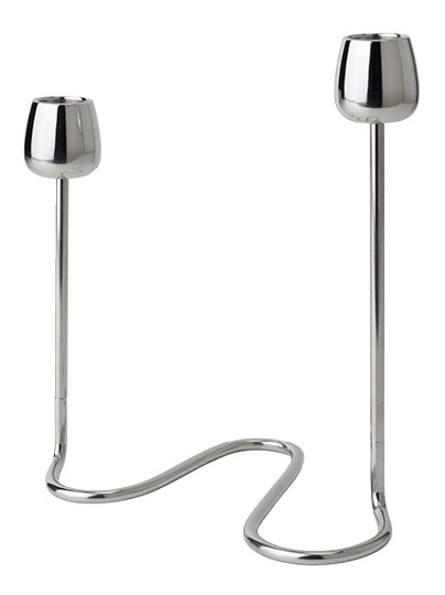 Silverfärgad ljusstake med organisk form, SILVERPÄRON.